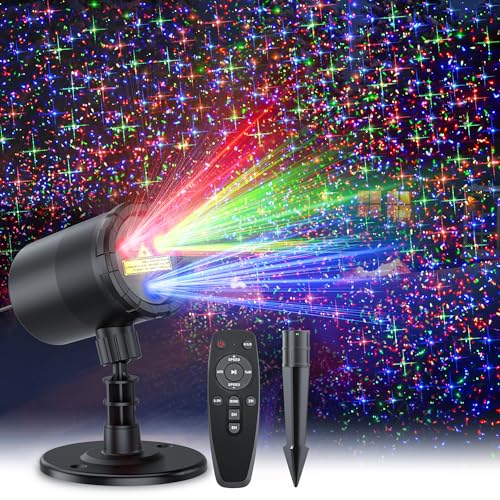 GUSODOR Christmas Projector Lights Outdoor, RGB 3 Colors Star Projector Lights with 4 Modes Waterproof Christmas Projector Lights for Indoor Outdoor Christmas Decoration, Holiday, Wedding, Yard Decor