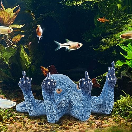 Octopus Aquarium Ornaments Decoration, Blue Artificial Sea Life,Suitable for Various Fish Tanks