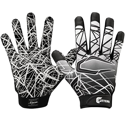 CUTTERS Game Day No Slip Football Gloves, Youth and Adult Sizes, Receiver Glove with High Tack Silicone Grip, Superior Support and Protection for All Ages, Guantes de Football, 1 Pair, Medium