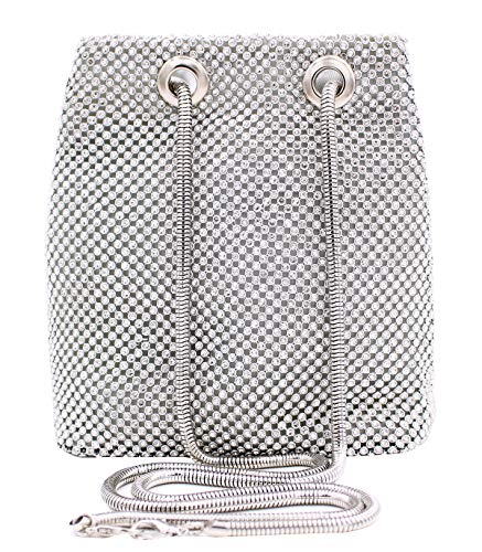 Vgift Silver Purse, Women Rhinestone Bag Diamond Purse for Evening Wedding Cocktail Costume Party Homecoming Prom