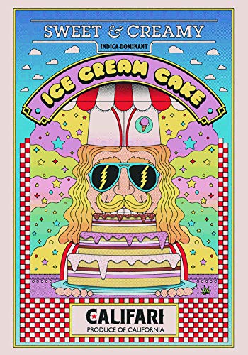 Califari Ice Cream Cake : Vivid Strain Art Wall Poster, Decor for a Home, Dorm, Store, Dispensary, or Smoke Shop - 13' x 19' Lithograph Print
