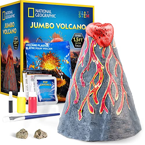 NATIONAL GEOGRAPHIC Jumbo Volcano Science Kit - Build & Erupt an 18' Giant Volcano, Multiple Eruption Science Experiments, Educational Science Kits, Science Fair Projects for Kids (Amazon Exclusive)