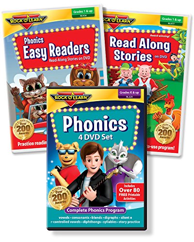 ROCK N LEARN Reading DVD Collection - Phonics 4-DVD Set, Phonics Easy Readers, Read Along Stories