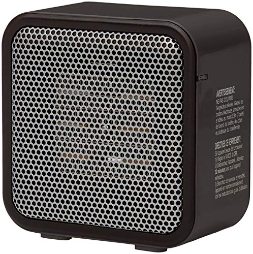 Amazon Basics 500-Watt Ceramic Small Space Personal Mini Heater, 3.4 x 5.8 x 6 Inch, Black