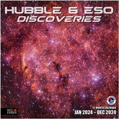 RED EMBER Hubble & ESO Discoveries 2024 Hangable Monthly Wall Calendar | 12' x 24' Open | Thick & Sturdy Paper | Giftable | Outer Space NASA | Expand Your Universe