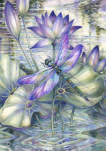 Toland Home Garden 1112334 Amethyst Sunrise Dragonfly Flag 12x18 Inch Double Sided for Outdoor Flower House Yard Decoration