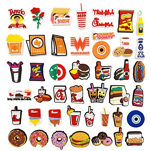 45pcs Texas Shoe Charms for Crock Clog Slider Houston Fast Food, Pizza,Coffee Mexican Food Pins Accessories Teens Girls Boys Kids Women Men Adults Party Favor Birthday Gifts