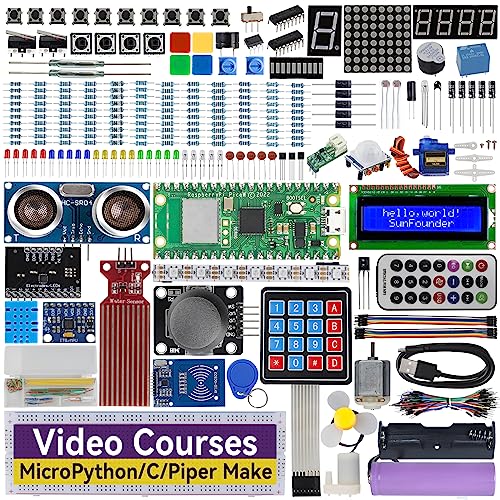 SunFounder Raspberry Pi Pico W Ultimate Starter Kit with Online Tutorials, 450+ Items, 117 Projects, MicroPython, Piper Make and C/C++ (Compatible with Arduino IDE)