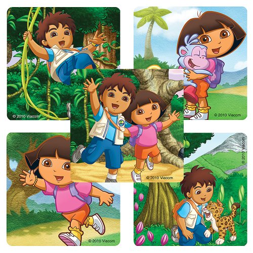 Dora The Explorer & Diego Stickers - 100 Per Pack