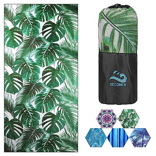 DECOMEN Beach Towel, Microfiber Beach Towels, Oversized Lightweight Quick Dry (73' x 32') Sand Proof, Absorbent, Compact, Beach Blanket, Lightweight Towel for The Swimming, Sports -Palm Leaf