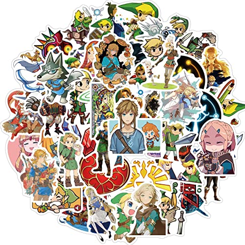 50PCS The Legend of Zelda Ocarina of Time Stickers Game Stickers Laptop Computer Bedroom Wardrobe Car Skateboard Motorcycle Bicycle Mobile Phone Luggage Guitar DIY Decal (The Legend of Zelda)