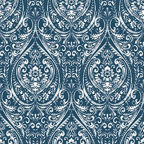 NuWallpaper NU1689 Bohemian Damask Indigo Peel & Stick Wallpaper, Blue