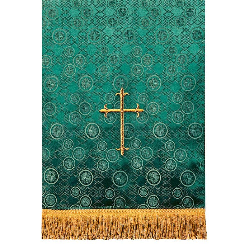 Murphy Robes Scarves-Millenova Lectern Banner Embroidered with Gold Latin Cross Sanctuary Pulpit Scarf, 17 x 35-Inch, Emerald Green