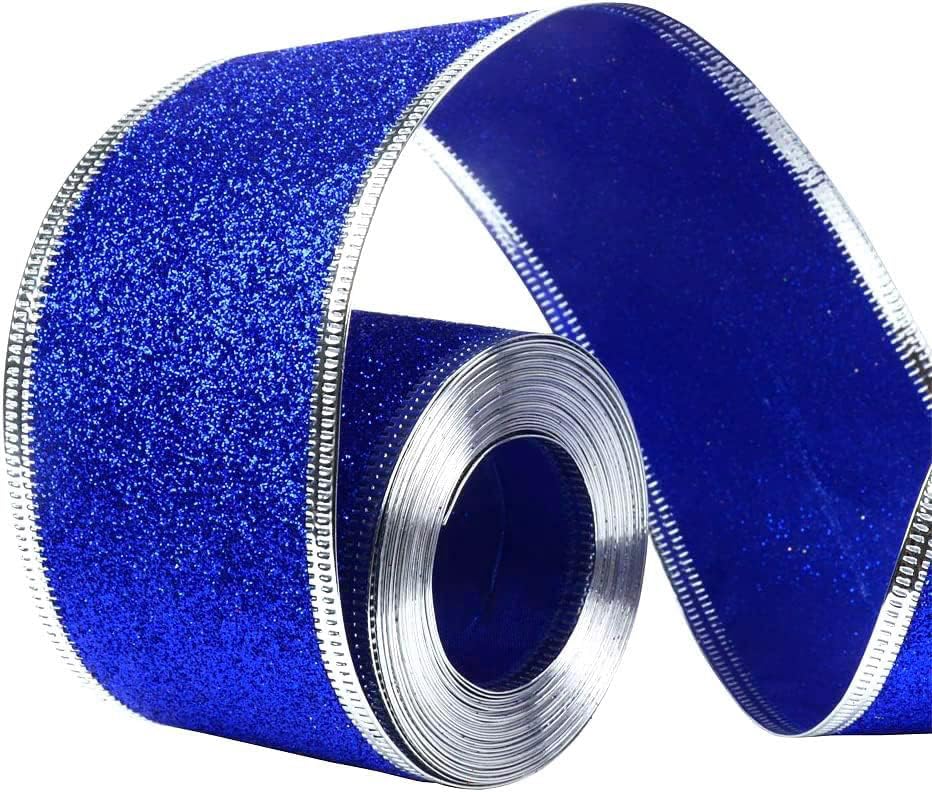 33Ft/10Meters Blue Glitter Christmas Ribbon Wreath Present Wedding Arts Crafts Gift Wrapping
