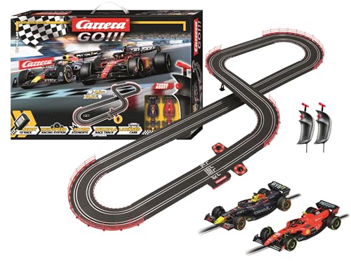 Carrera GO!!! 62572 Flying Lap Electric Powered Slot Car Racing Kids Toy Race Track Set Includes 2 Hand Controllers and 2 Cars in 1:43 Scale